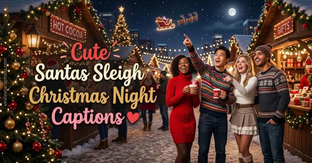 Cute Santas Sleigh Christmas Night Captions