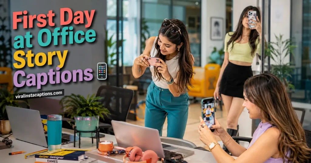 First Day at Office Story Captions