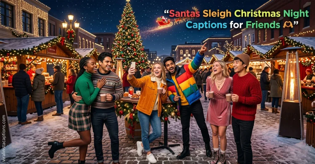 Santas Sleigh Christmas Night Captions for Friends