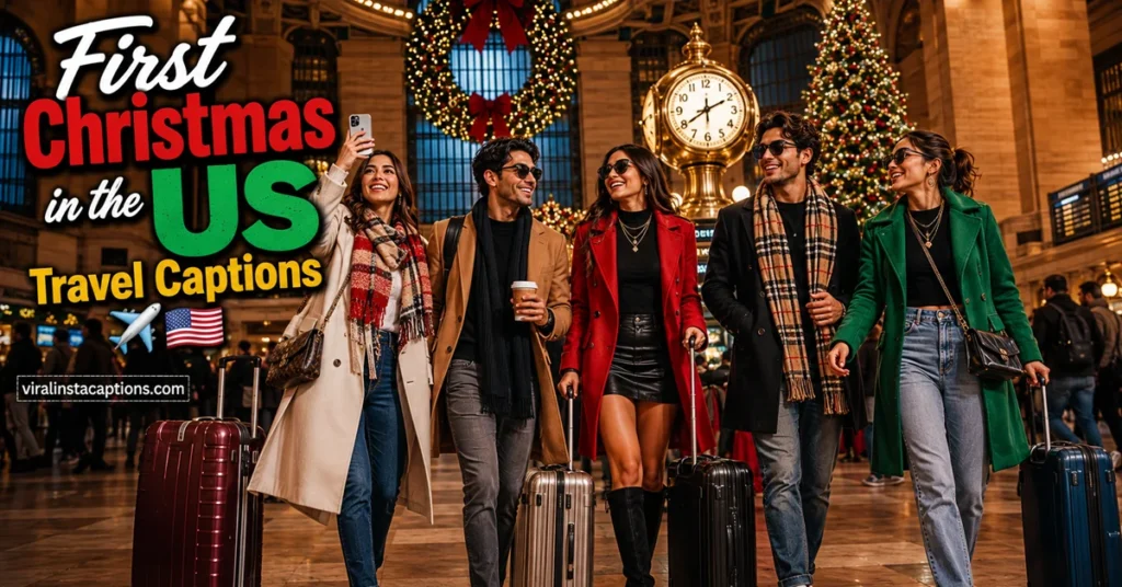 First Christmas in the US Travel Captions