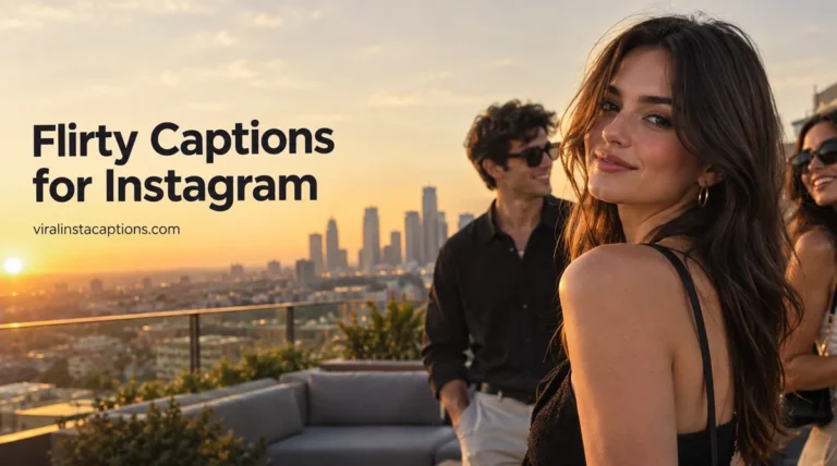 Flirty captions for Instagram with a stylish golden-hour portrait and playful romantic mood